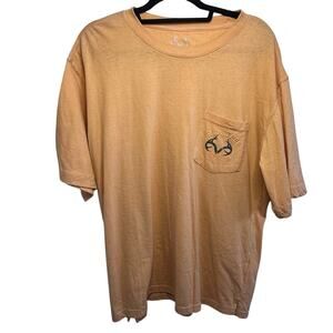 Mens real tree orange t-shirt with pocket size XL